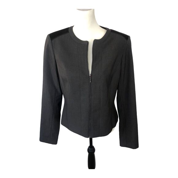 Marc New York Tailored Faux Leather Detail Casual Career Short Jacket Sz 12‎ - Picture 1 of 15